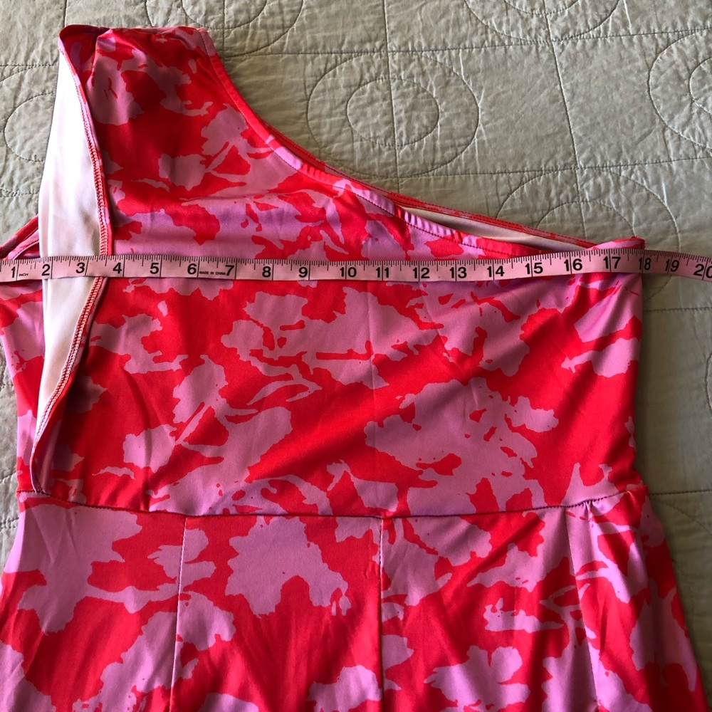 Amazon Beautisun One Shoulder Floral Print Ruched Midi Dress. Size L - Picture 6 of 10